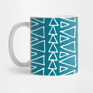 Ocean Blue and White Triangles Pattern Mug